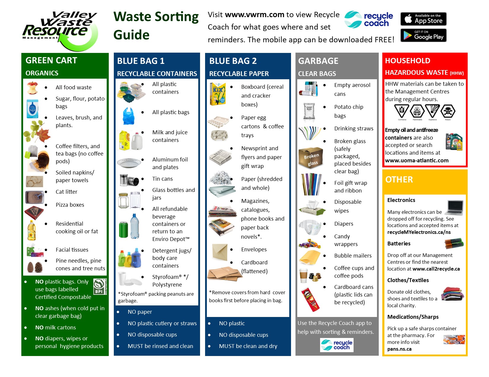 Sorting Guide and Calendar Valley WasteResource Management